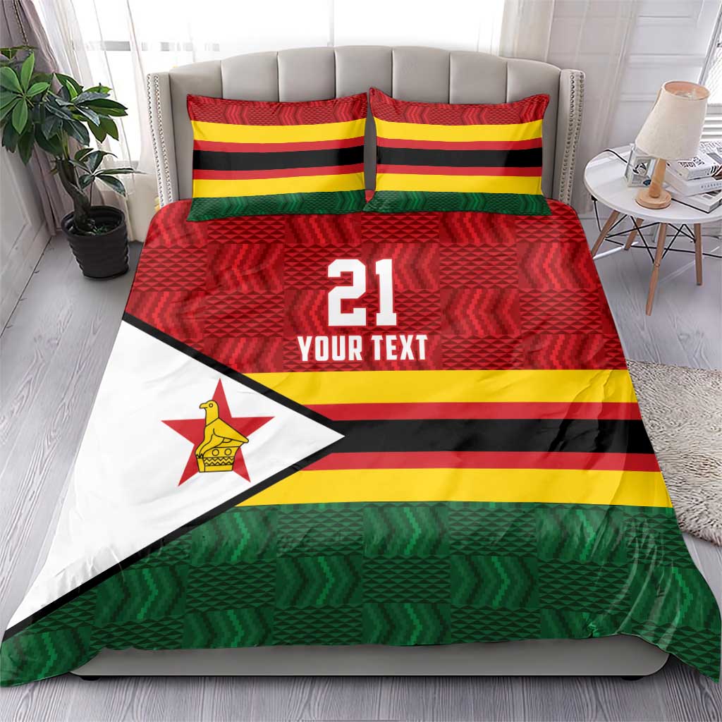 Zimbabwe Cricket Custom Bedding Set Zimbabwean Pattern Flag Motif - Wonder Print Shop