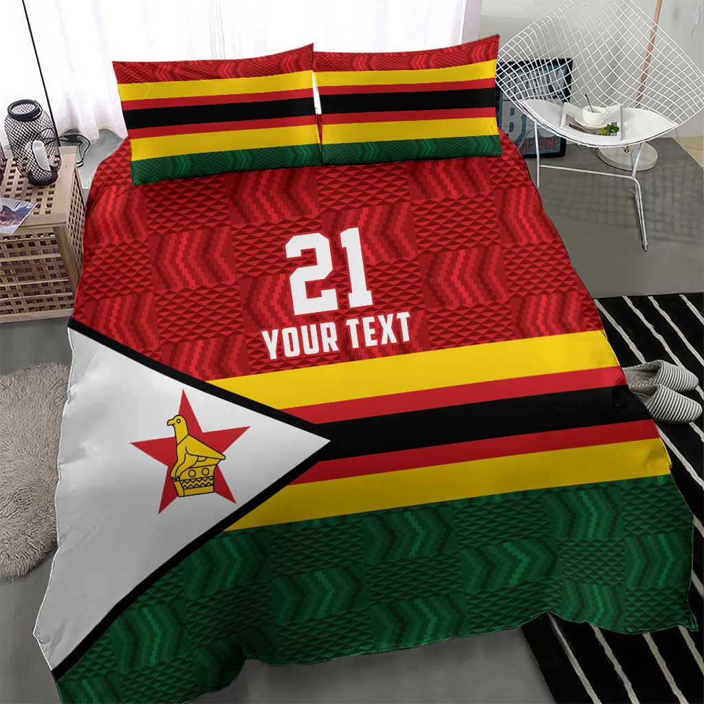 Zimbabwe Cricket Custom Bedding Set Zimbabwean Pattern Flag Motif - Wonder Print Shop