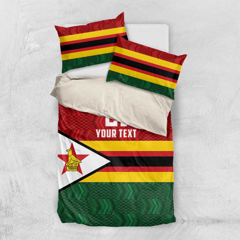 Zimbabwe Cricket Custom Bedding Set Zimbabwean Pattern Flag Motif - Wonder Print Shop