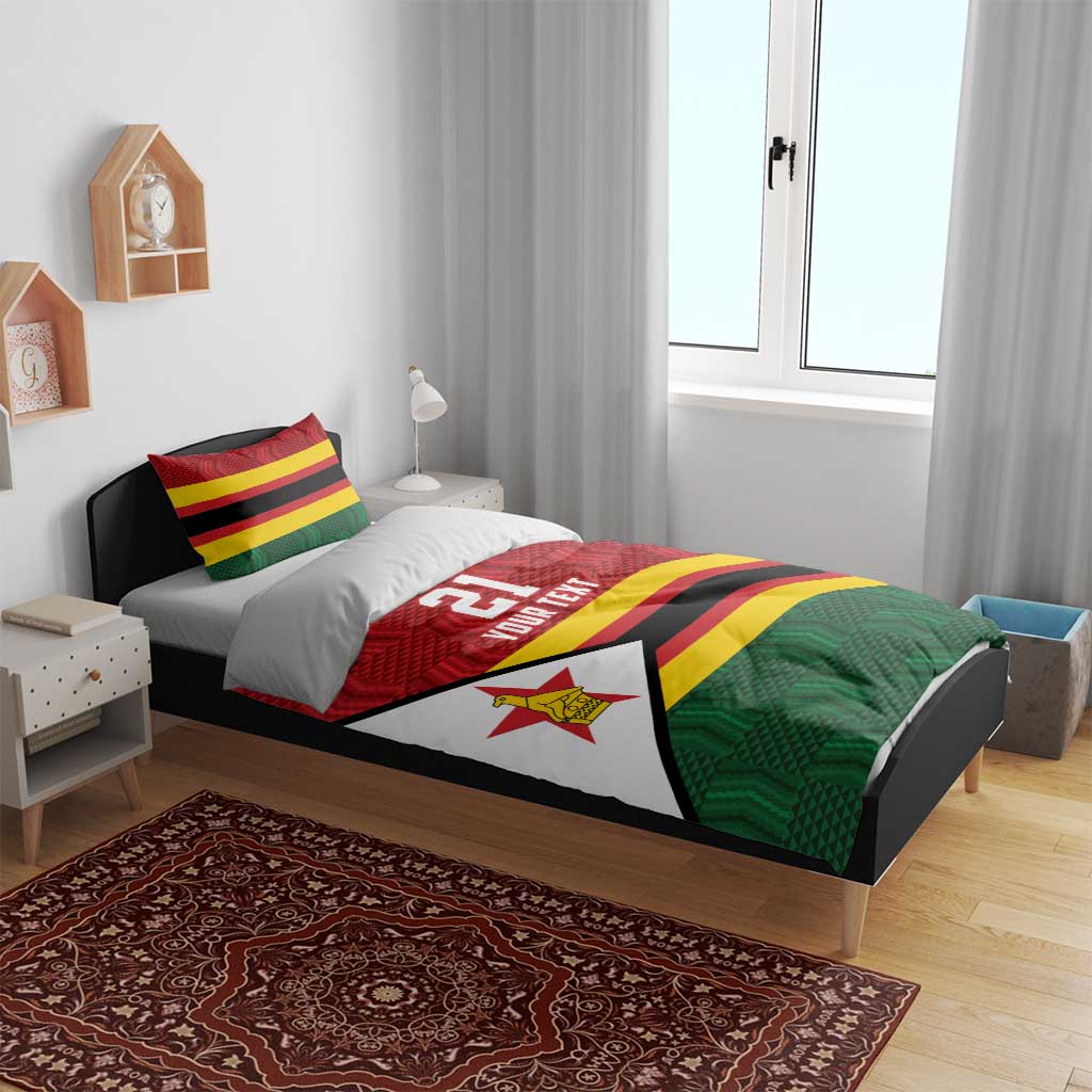 Zimbabwe Cricket Custom Bedding Set Zimbabwean Pattern Flag Motif - Wonder Print Shop