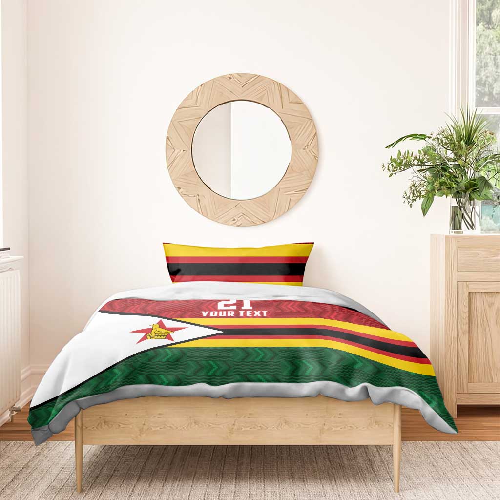 Zimbabwe Cricket Custom Bedding Set Zimbabwean Pattern Flag Motif - Wonder Print Shop