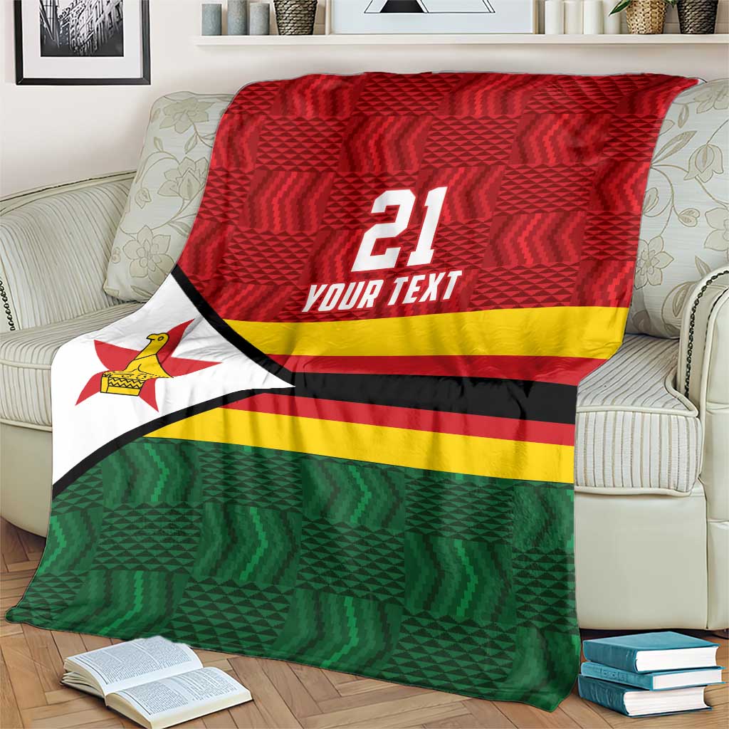 Zimbabwe Cricket Custom Blanket Zimbabwean Pattern Flag Motif - Wonder Print Shop
