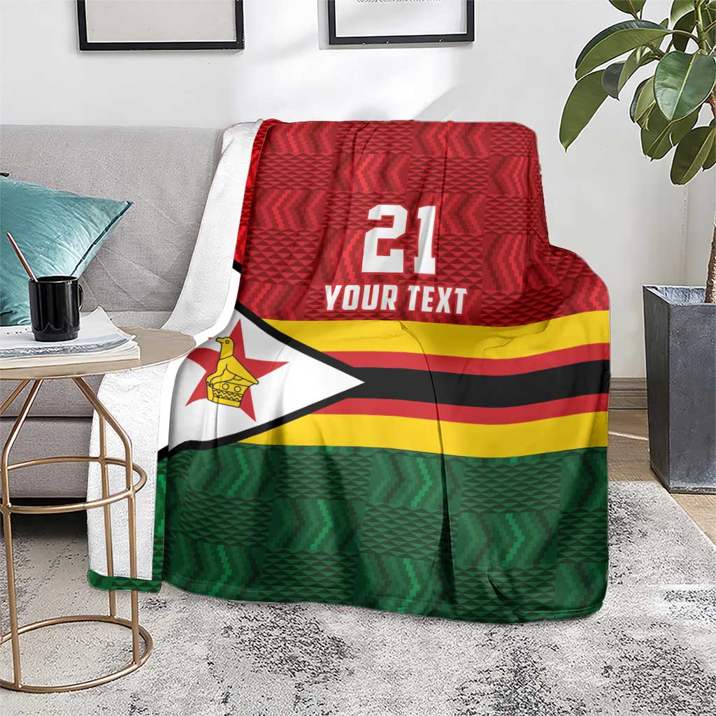 Zimbabwe Cricket Custom Blanket Zimbabwean Pattern Flag Motif - Wonder Print Shop