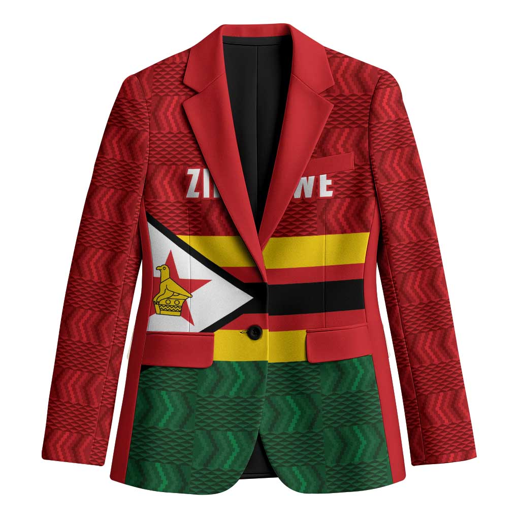Zimbabwe Cricket Custom Blazer Zimbabwean Pattern Flag Motif - Wonder Print Shop
