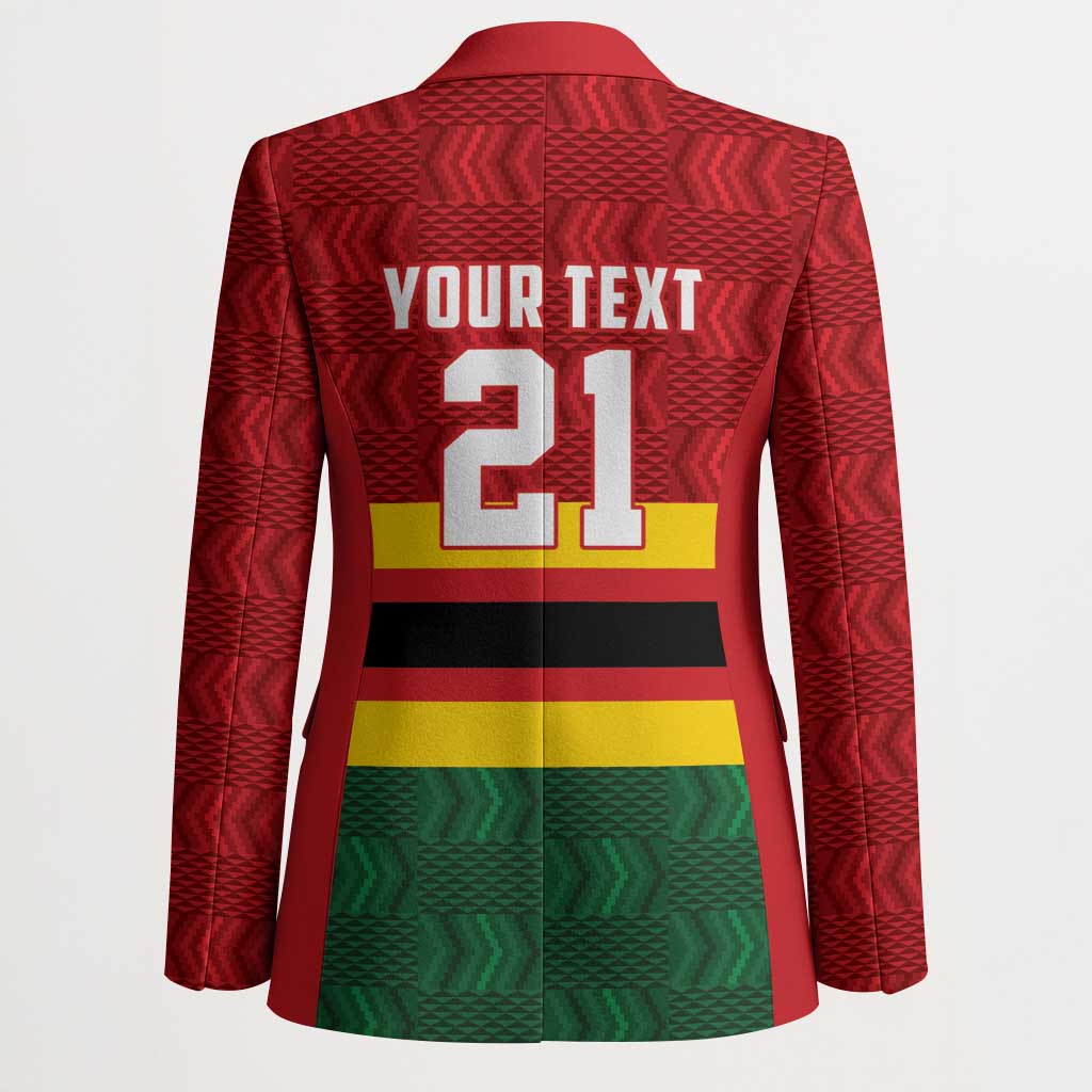 Zimbabwe Cricket Custom Blazer Zimbabwean Pattern Flag Motif - Wonder Print Shop