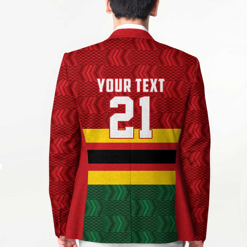 Zimbabwe Cricket Custom Blazer Zimbabwean Pattern Flag Motif - Wonder Print Shop