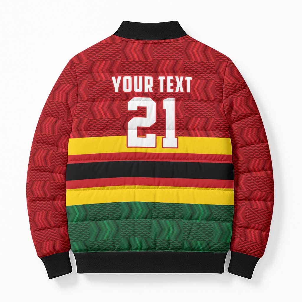 Zimbabwe Cricket Custom Bomber Puffer Jacket Zimbabwean Pattern Flag Motif - Wonder Print Shop