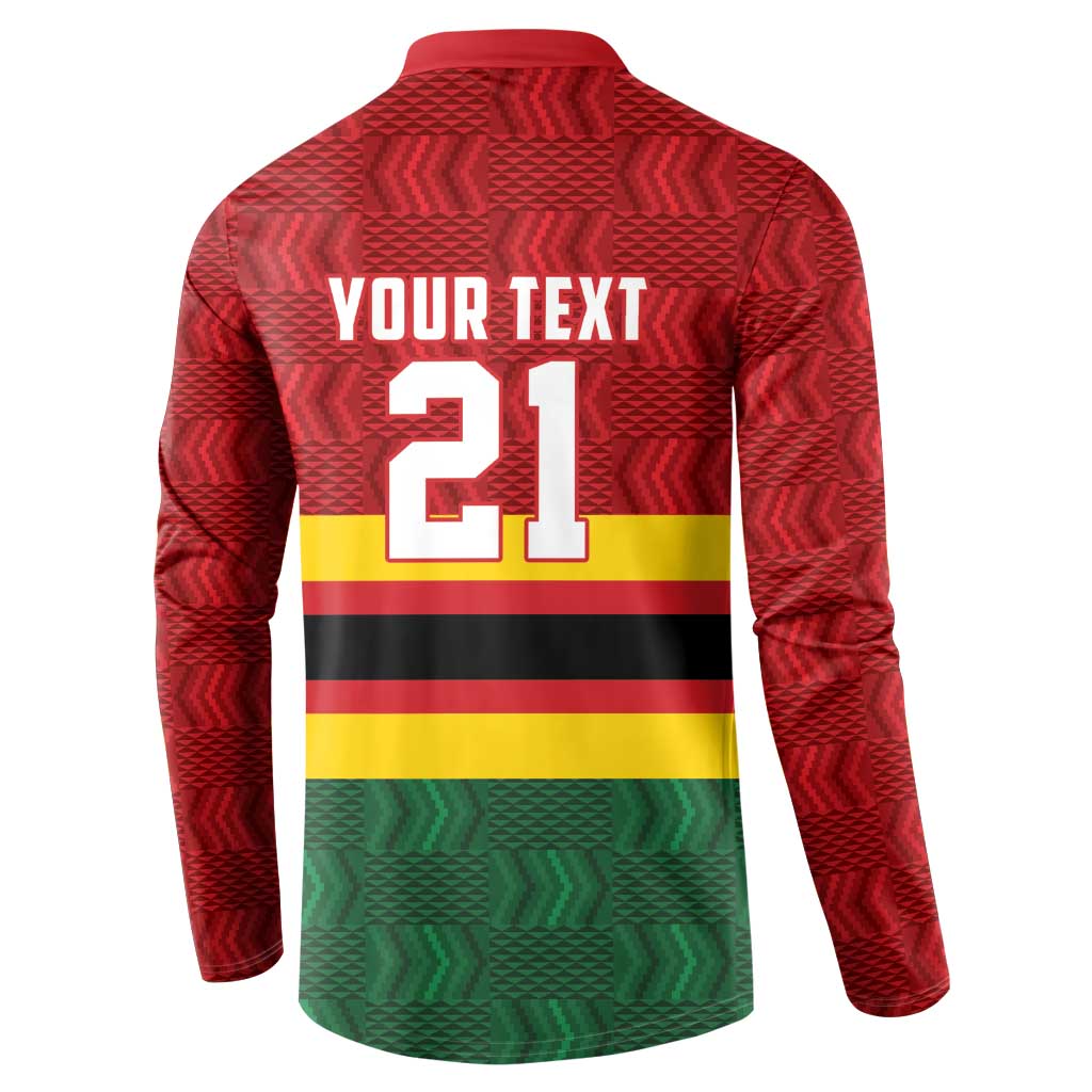 Zimbabwe Cricket Custom Button Sweatshirt Zimbabwean Pattern Flag Motif - Wonder Print Shop