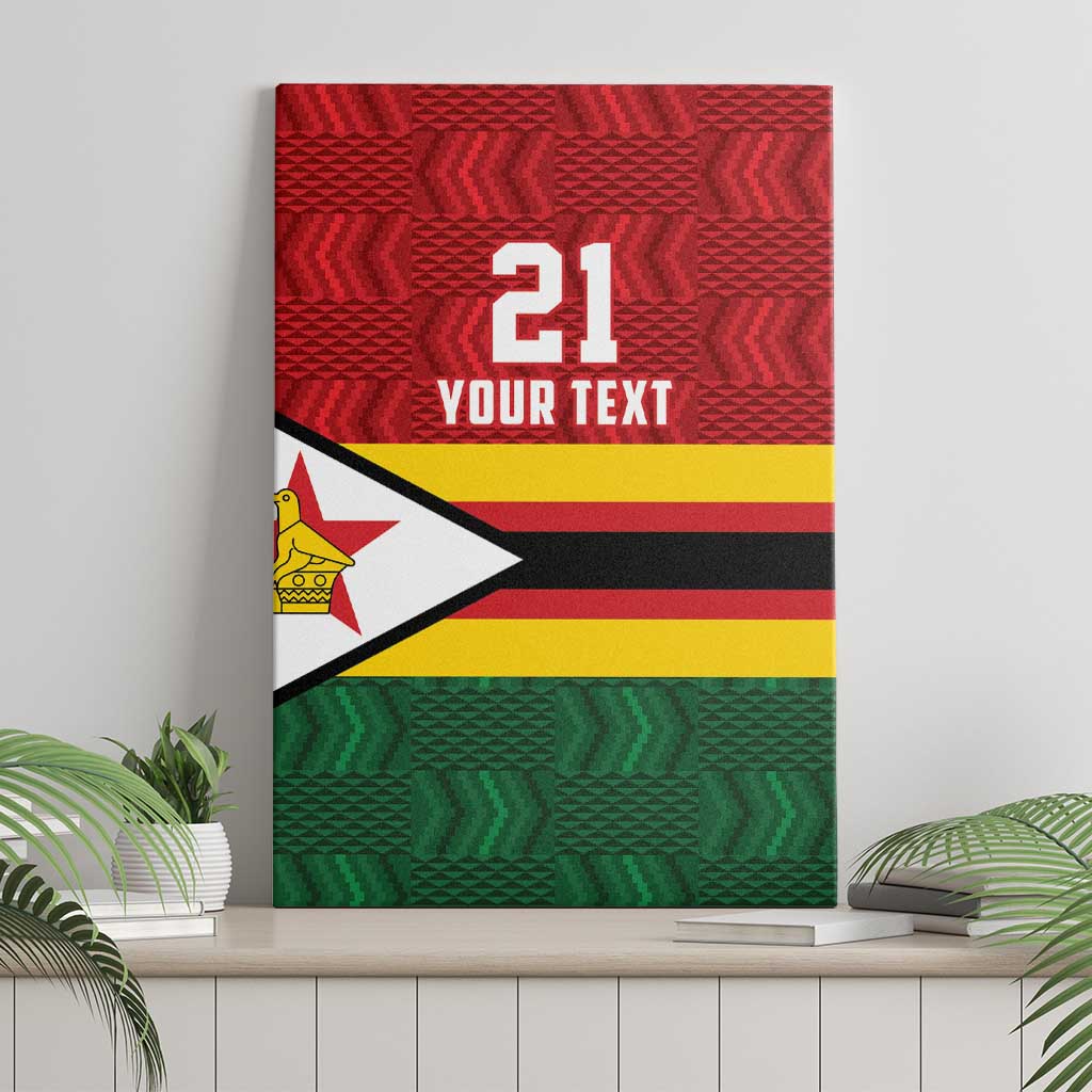Zimbabwe Cricket Custom Canvas Wall Art Zimbabwean Pattern Flag Motif - Wonder Print Shop