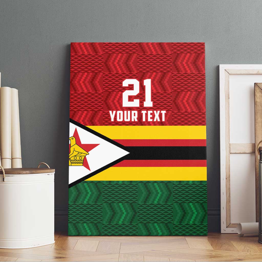 Zimbabwe Cricket Custom Canvas Wall Art Zimbabwean Pattern Flag Motif - Wonder Print Shop