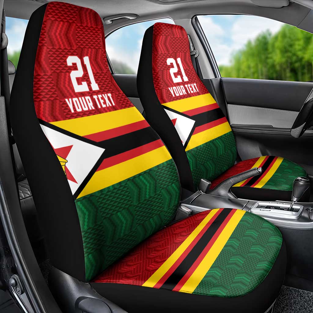 Zimbabwe Cricket Custom Car Seat Cover Zimbabwean Pattern Flag Motif - Wonder Print Shop