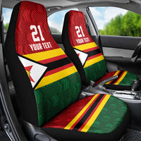 Zimbabwe Cricket Custom Car Seat Cover Zimbabwean Pattern Flag Motif - Wonder Print Shop