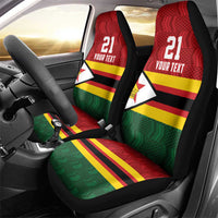 Zimbabwe Cricket Custom Car Seat Cover Zimbabwean Pattern Flag Motif - Wonder Print Shop
