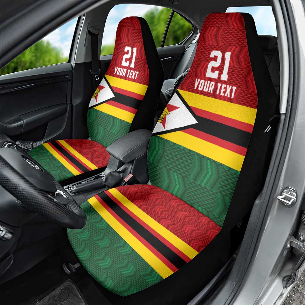Zimbabwe Cricket Custom Car Seat Cover Zimbabwean Pattern Flag Motif - Wonder Print Shop