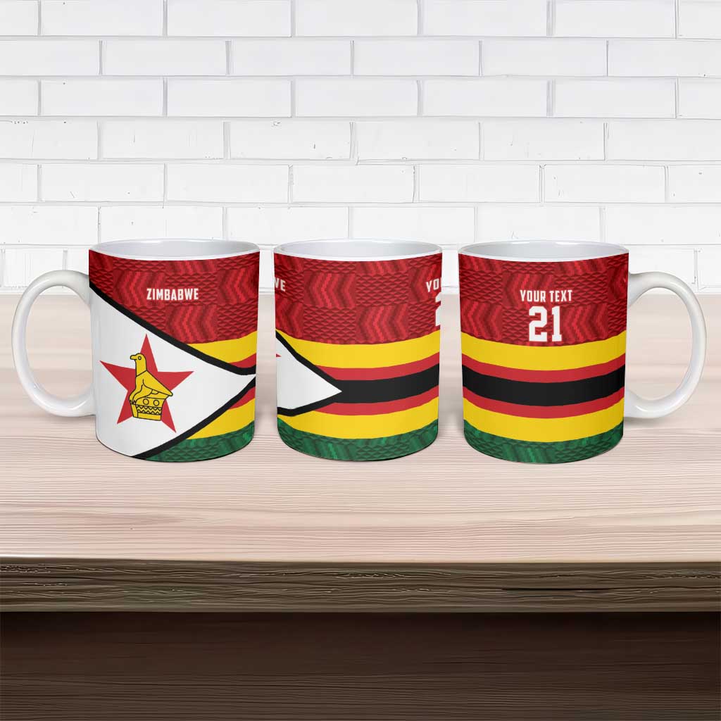 Zimbabwe Cricket Custom Ceramic Mug Zimbabwean Pattern Flag Motif - Wonder Print Shop