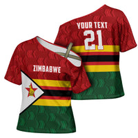 Zimbabwe Cricket Custom Cross Shoulder Shirt Zimbabwean Pattern Flag Motif - Wonder Print Shop