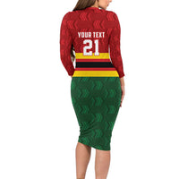 Zimbabwe Cricket Custom Family Matching Long Sleeve Bodycon Dress and Hawaiian Shirt Zimbabwean Pattern Flag Motif - Wonder Print Shop