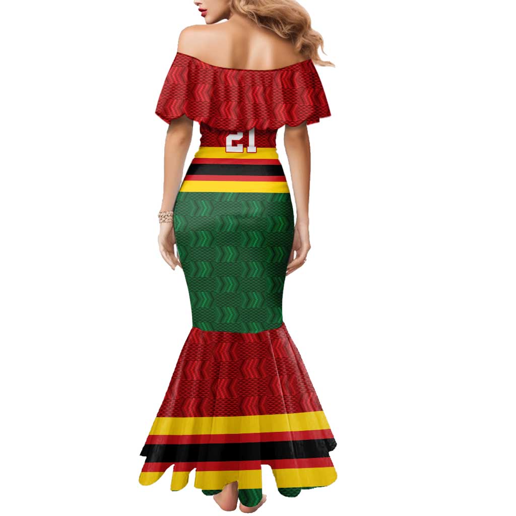 Zimbabwe Cricket Custom Family Matching Mermaid Dress and Hawaiian Shirt Zimbabwean Pattern Flag Motif - Wonder Print Shop
