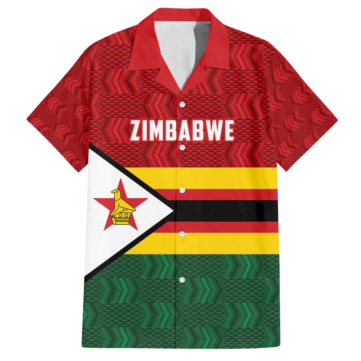 Zimbabwe Cricket Custom Family Matching Off The Shoulder Long Sleeve Dress and Hawaiian Shirt Zimbabwean Pattern Flag Motif - Wonder Print Shop