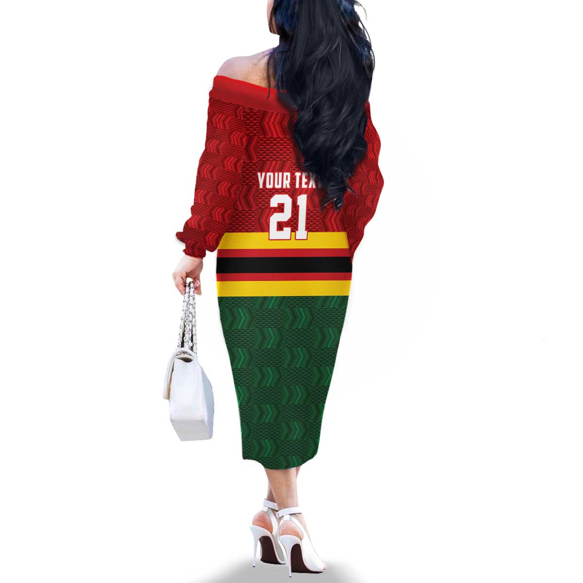 Zimbabwe Cricket Custom Family Matching Off The Shoulder Long Sleeve Dress and Hawaiian Shirt Zimbabwean Pattern Flag Motif - Wonder Print Shop