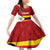 Zimbabwe Cricket Custom Family Matching Off Shoulder Short Dress and Hawaiian Shirt Zimbabwean Pattern Flag Motif - Wonder Print Shop