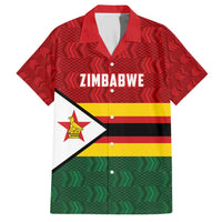 Zimbabwe Cricket Custom Family Matching Short Sleeve Bodycon Dress and Hawaiian Shirt Zimbabwean Pattern Flag Motif - Wonder Print Shop