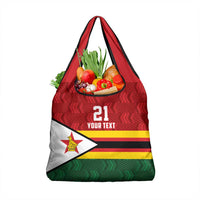 Zimbabwe Cricket Custom Grocery Bag Zimbabwean Pattern Flag Motif - Wonder Print Shop