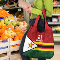 Zimbabwe Cricket Custom Grocery Bag Zimbabwean Pattern Flag Motif - Wonder Print Shop