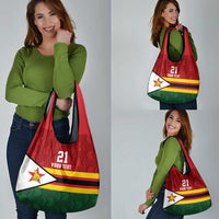 Zimbabwe Cricket Custom Grocery Bag Zimbabwean Pattern Flag Motif - Wonder Print Shop