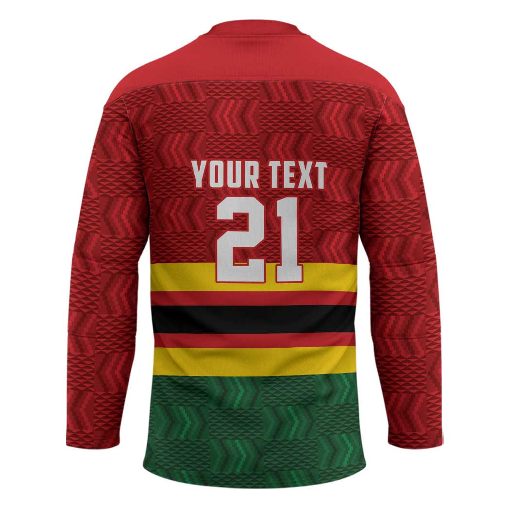 Zimbabwe Cricket Custom Hockey Jersey Zimbabwean Pattern Flag Motif - Wonder Print Shop