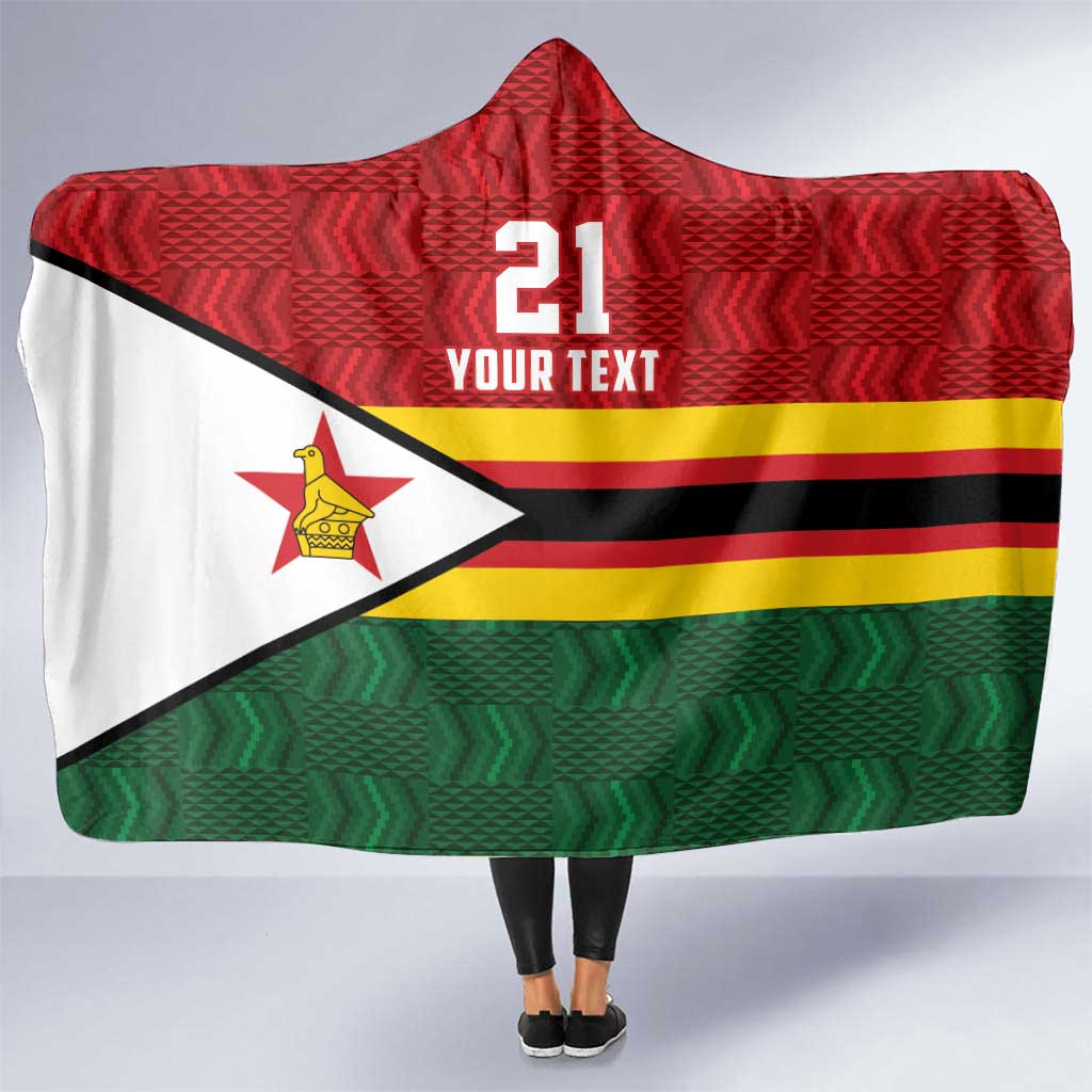 Zimbabwe Cricket Custom Hooded Blanket Zimbabwean Pattern Flag Motif - Wonder Print Shop
