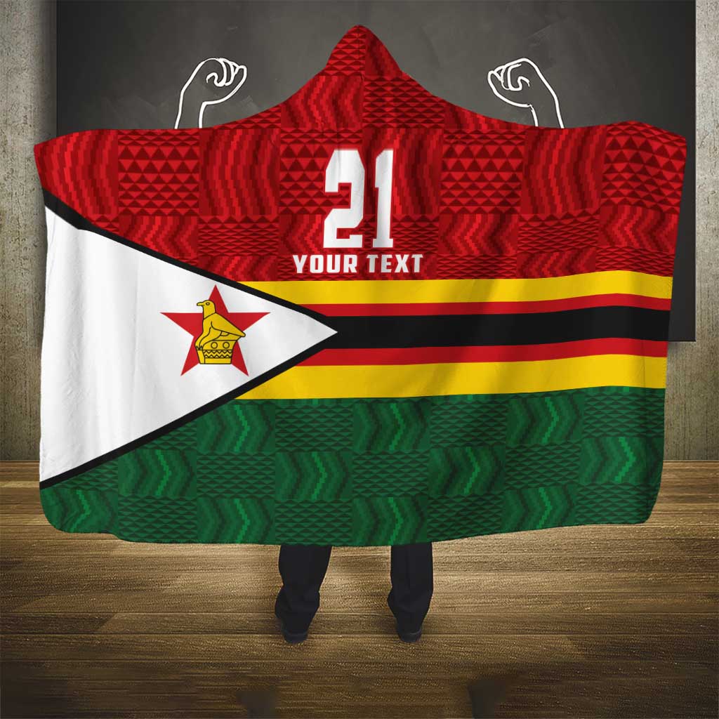Zimbabwe Cricket Custom Hooded Blanket Zimbabwean Pattern Flag Motif - Wonder Print Shop