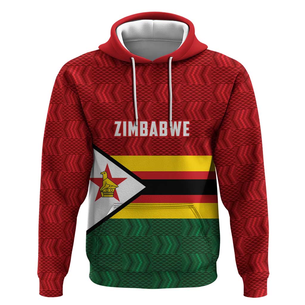 Zimbabwe Cricket Custom Hoodie Zimbabwean Pattern Flag Motif - Wonder Print Shop