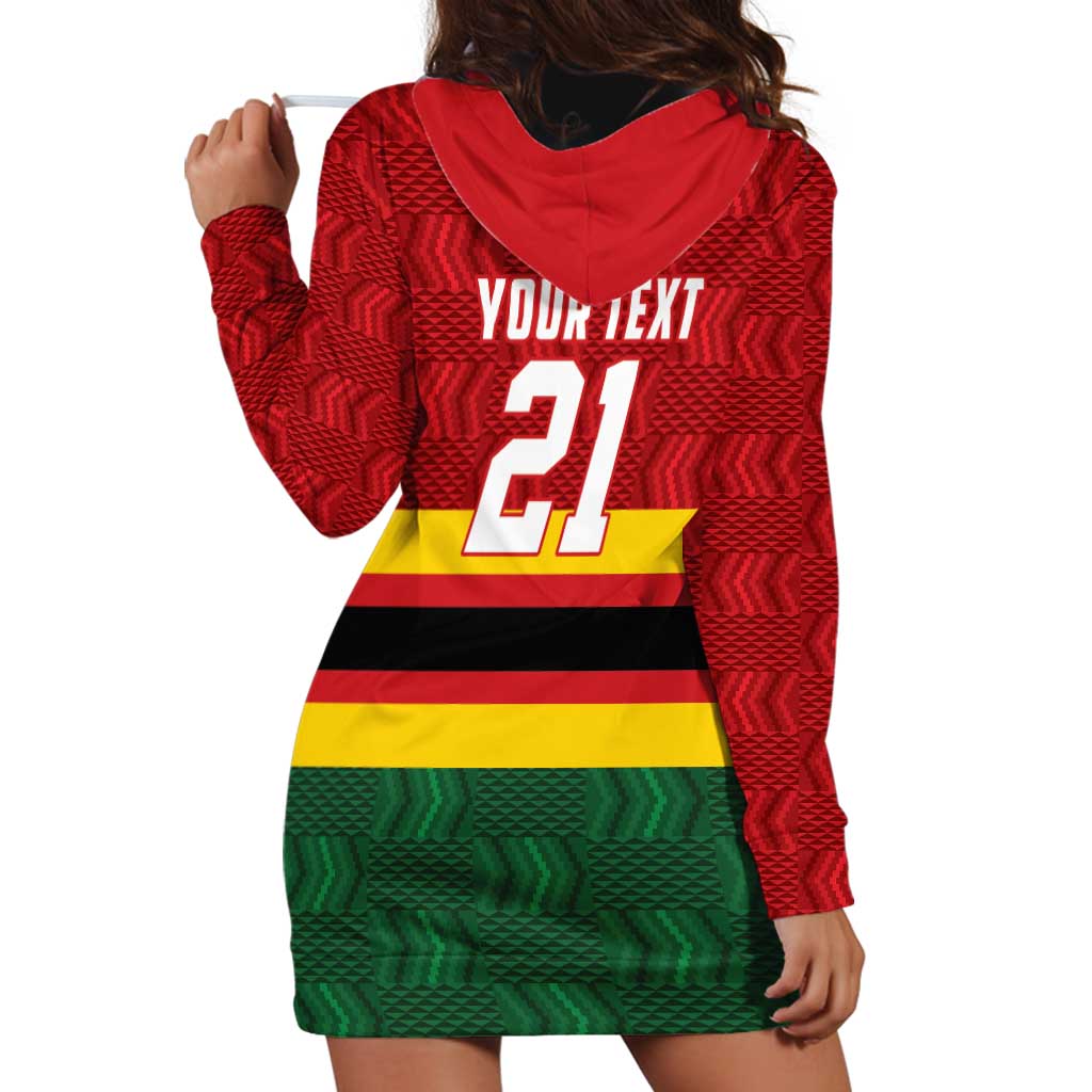 Zimbabwe Cricket Custom Hoodie Dress Zimbabwean Pattern Flag Motif - Wonder Print Shop