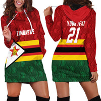 Zimbabwe Cricket Custom Hoodie Dress Zimbabwean Pattern Flag Motif - Wonder Print Shop