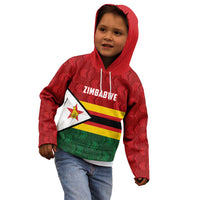 Zimbabwe Cricket Custom Kid Hoodie Zimbabwean Pattern Flag Motif - Wonder Print Shop