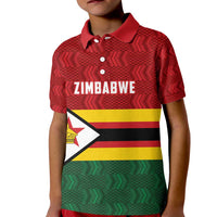 Zimbabwe Cricket Custom Kid Polo Shirt Zimbabwean Pattern Flag Motif - Wonder Print Shop