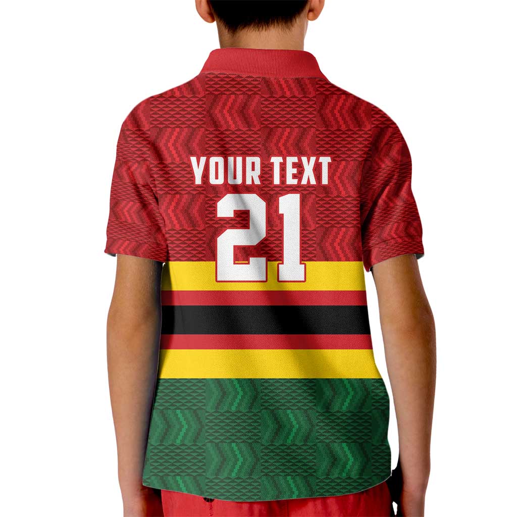 Zimbabwe Cricket Custom Kid Polo Shirt Zimbabwean Pattern Flag Motif - Wonder Print Shop