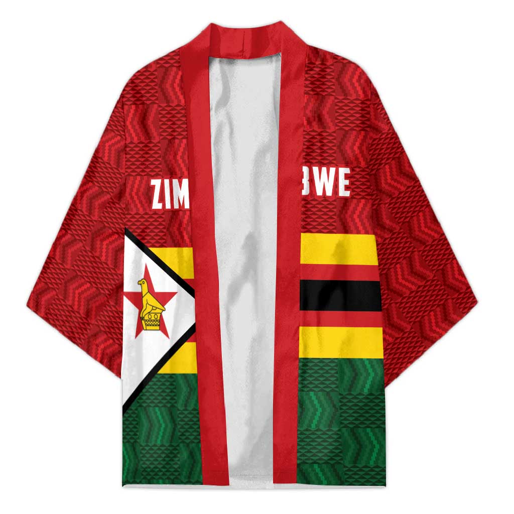 Zimbabwe Cricket Custom Kimono Zimbabwean Pattern Flag Motif - Wonder Print Shop