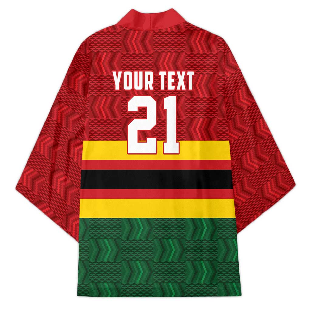 Zimbabwe Cricket Custom Kimono Zimbabwean Pattern Flag Motif - Wonder Print Shop