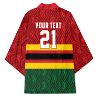 Zimbabwe Cricket Custom Kimono Zimbabwean Pattern Flag Motif - Wonder Print Shop