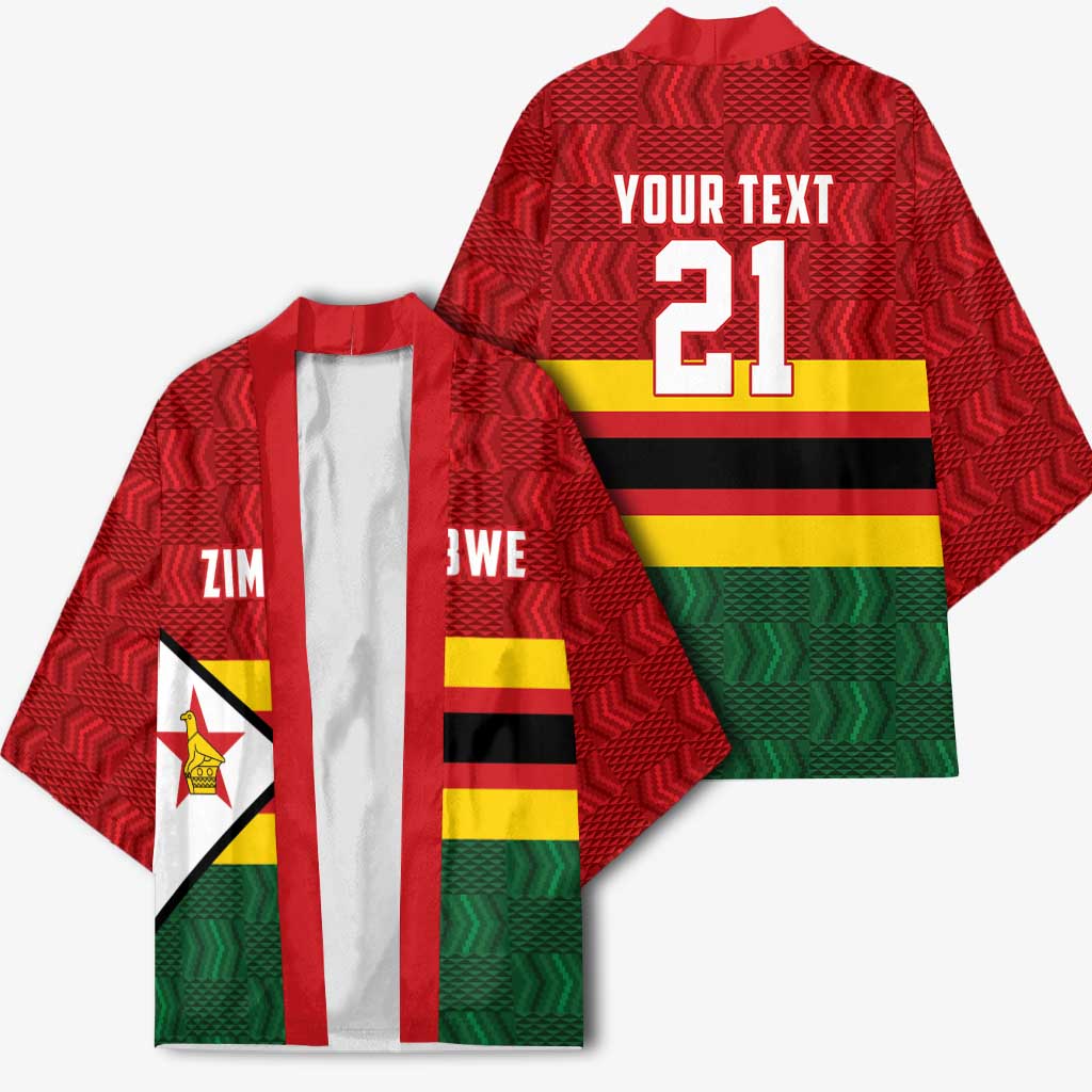 Zimbabwe Cricket Custom Kimono Zimbabwean Pattern Flag Motif - Wonder Print Shop