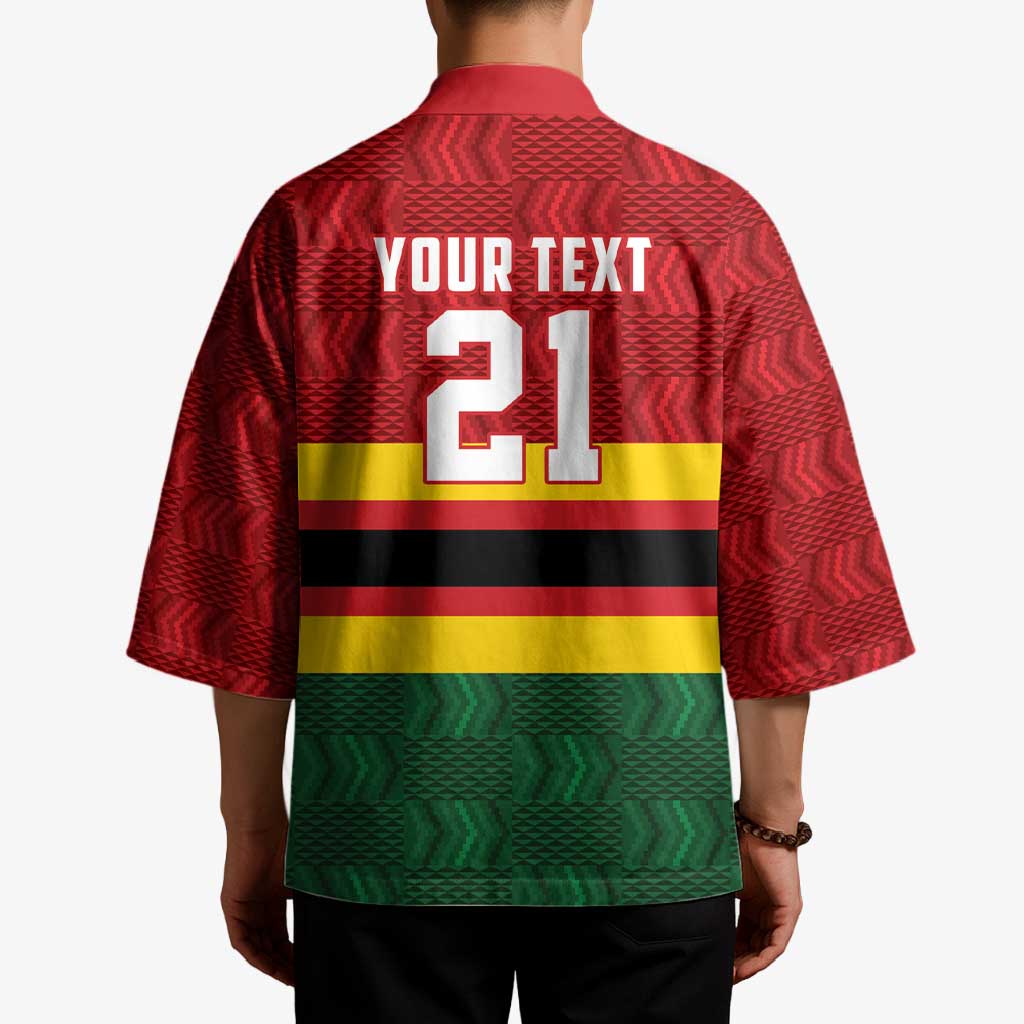 Zimbabwe Cricket Custom Kimono Zimbabwean Pattern Flag Motif - Wonder Print Shop