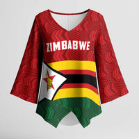Zimbabwe Cricket Custom Kimono Sleeve Blouse Zimbabwean Pattern Flag Motif - Wonder Print Shop