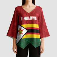 Zimbabwe Cricket Custom Kimono Sleeve Blouse Zimbabwean Pattern Flag Motif - Wonder Print Shop