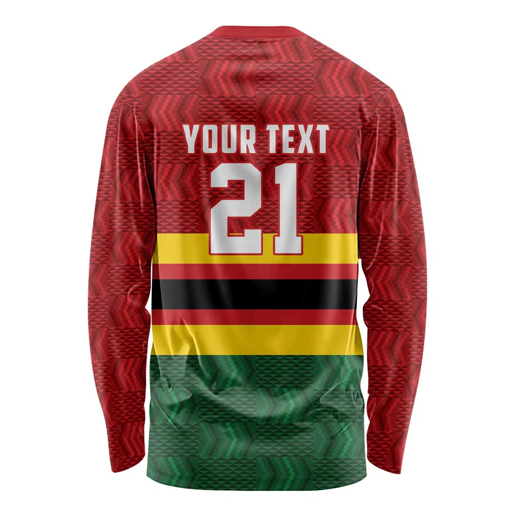 Zimbabwe Cricket Custom Long Sleeve Shirt Zimbabwean Pattern Flag Motif - Wonder Print Shop