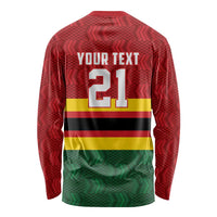 Zimbabwe Cricket Custom Long Sleeve Shirt Zimbabwean Pattern Flag Motif - Wonder Print Shop