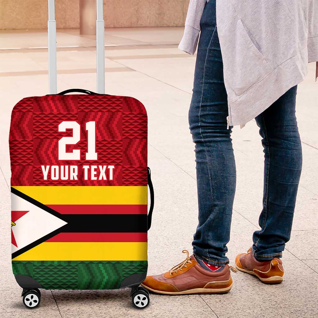 Zimbabwe Cricket Custom Luggage Cover Zimbabwean Pattern Flag Motif - Wonder Print Shop