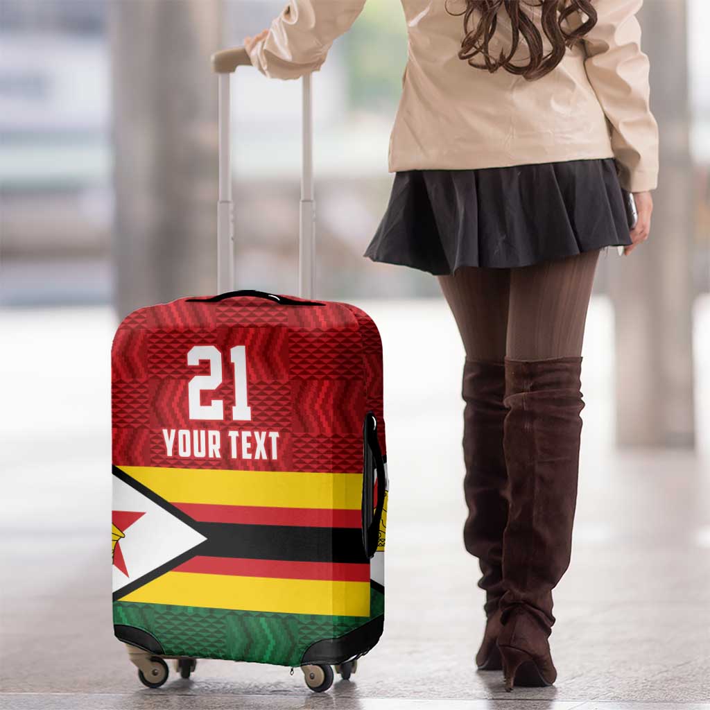 Zimbabwe Cricket Custom Luggage Cover Zimbabwean Pattern Flag Motif - Wonder Print Shop