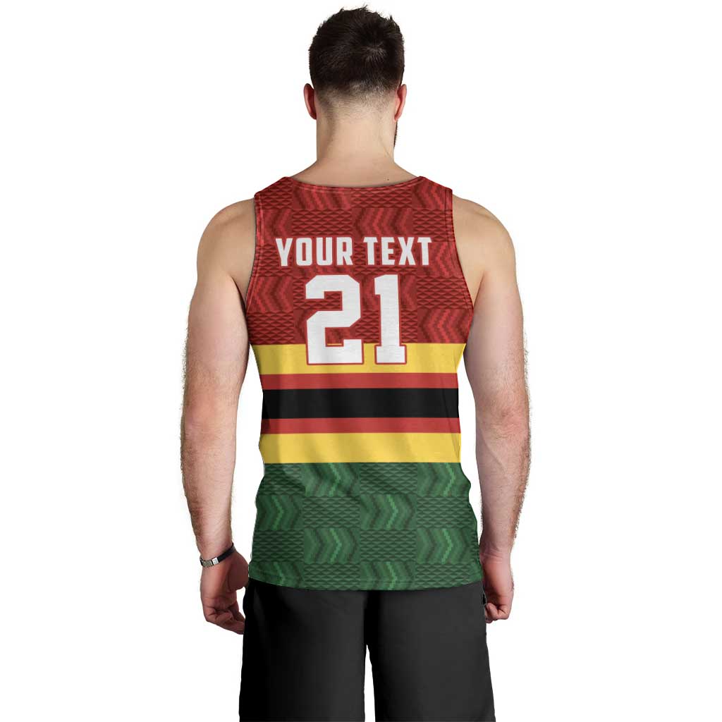 Zimbabwe Cricket Custom Men Tank Top Zimbabwean Pattern Flag Motif - Wonder Print Shop